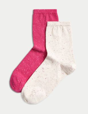 

Womens M&S Collection 2pk Cotton Rich Ankle High Socks - Oatmeal Mix, Oatmeal Mix