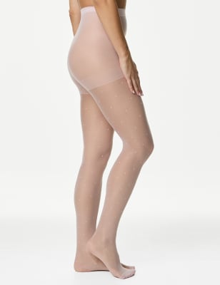 M&S Women's 20 Denier Sheer Spot Tights - Pale Pink, Pale Pink,Black