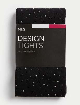 

Womens M&S Collection Embellished Opaque Tights - Black Mix, Black Mix