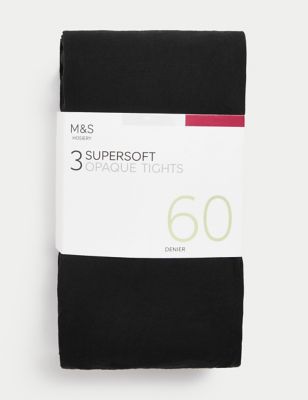 3 Pack 60 Denier Supersoft Opaque Tights 