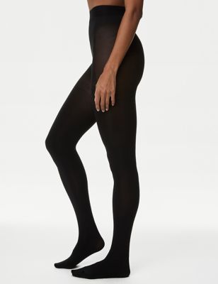 M&S Womens 2pk 100 Denier Magicwear Opaque Tights - Black, Black