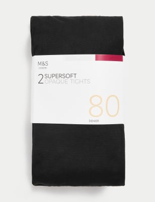 2pk 80 Denier Supersoft Opaque Tights