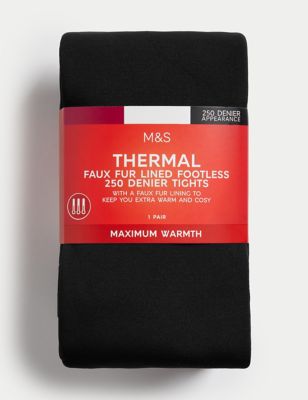 

Womens M&S Collection 250 Denier Thermal Footless Opaque Tights - Black, Black