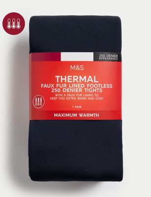 Buy Black Thermal Faux Fur Lined Leggings S, Thermals