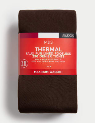 

Womens M&S Collection Gefütterte Velours-Strumpfhose ohne Fuß (250 den) - Chocolate, Chocolate