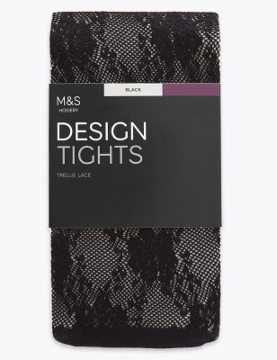 Collants orn&eacute;s de dentelle fleurie