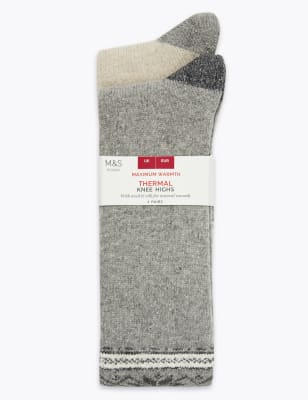 Lot de 2&nbsp;paires de chaussettes chauffantes hauteur genou