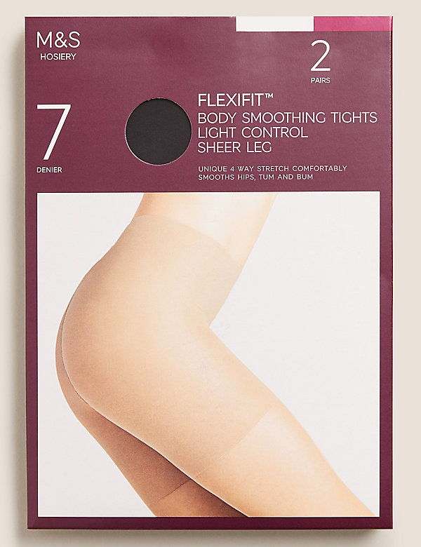 2pk Flexifit™ 7 Denier Light Control Sheer Tights - GR