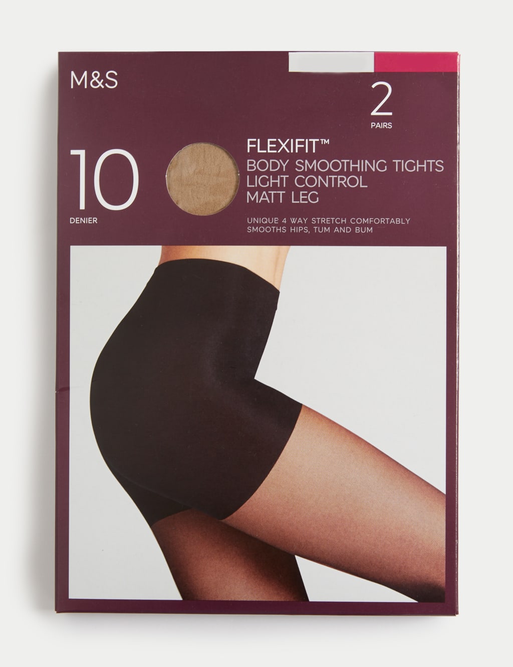 2pk 7 Denier Body Shaping Sheer Tights