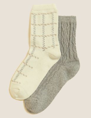 

Womens M&S Collection 2pk Thermal Ankle High Socks - Cream Mix, Cream Mix