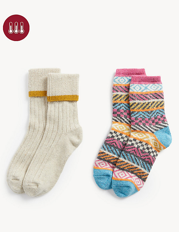 2pk Thermal Ankle High Socks with Wool - LT