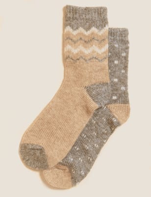 

Womens M&S Collection 2pk Thermal Ankle High Socks - Camel, Camel