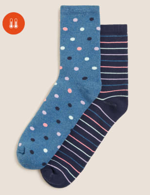 

Womens M&S Collection 2er-Pack knöchelhohe Thermosocken mit hohem Baumwollanteil - Denim Mix, Denim Mix