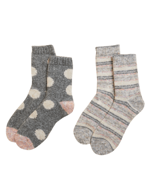 

Womens M&S Collection 2er-Pack gemusterte Thermosocken - Pink Mix, Pink Mix