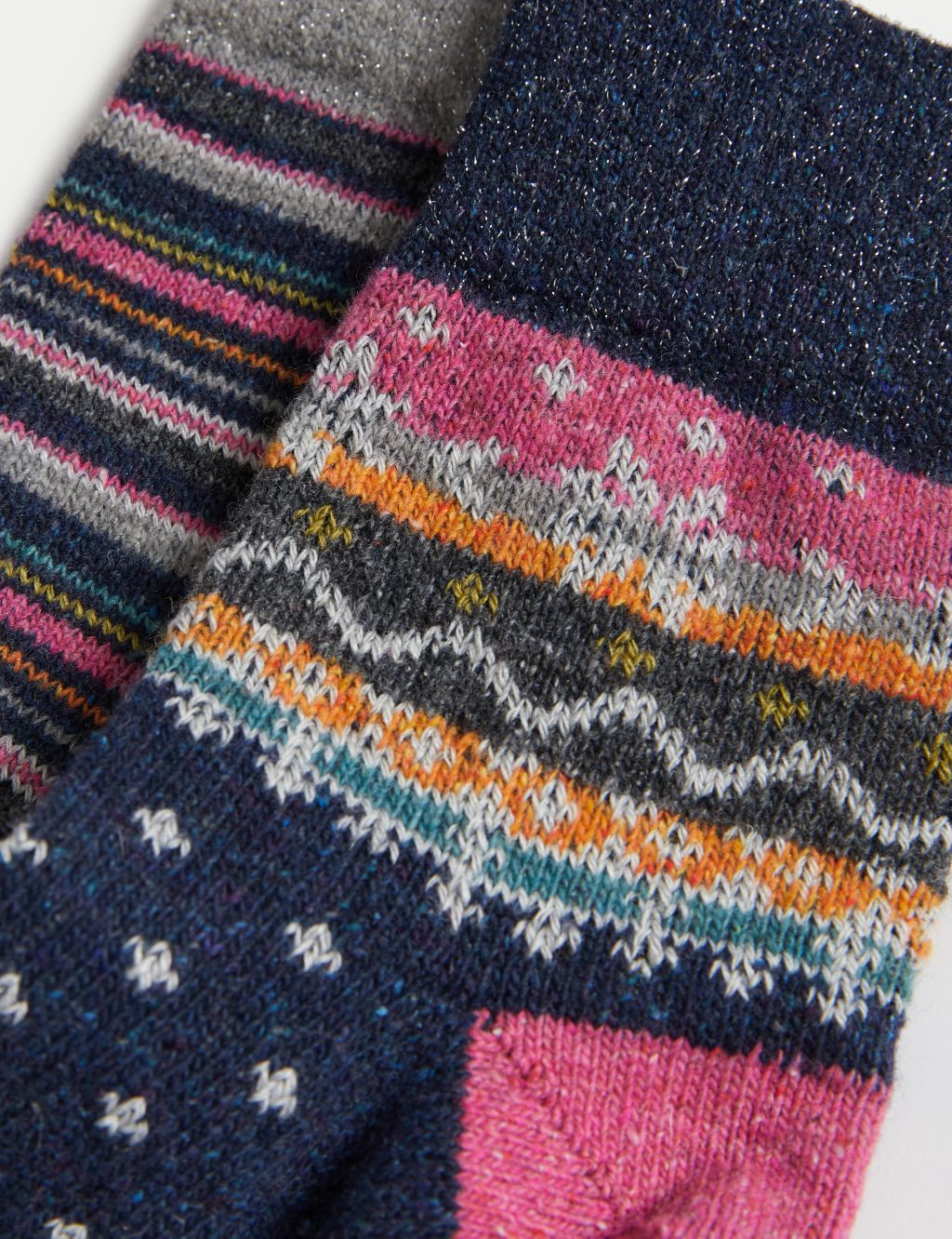 2pk Fairisle Ankle High Socks with Wool image 2