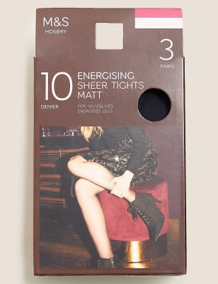 

Womens M&S Collection 3pk 10 Denier Energising Sheer Tights - Navy, Navy