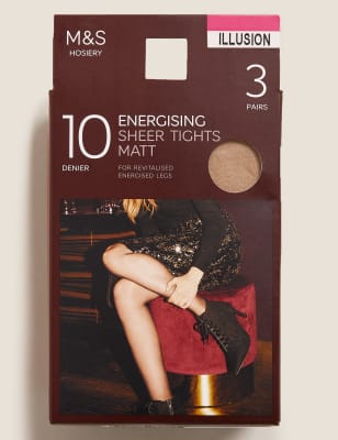 

Womens M&S Collection 3pk 10 Denier Energising Sheer Tights - Illusion, Illusion