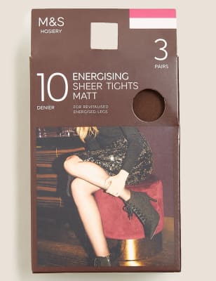Lot de 3&nbsp;paires de collants fins et mats 10&nbsp;deniers, dot&eacute;s de la technologie Energising