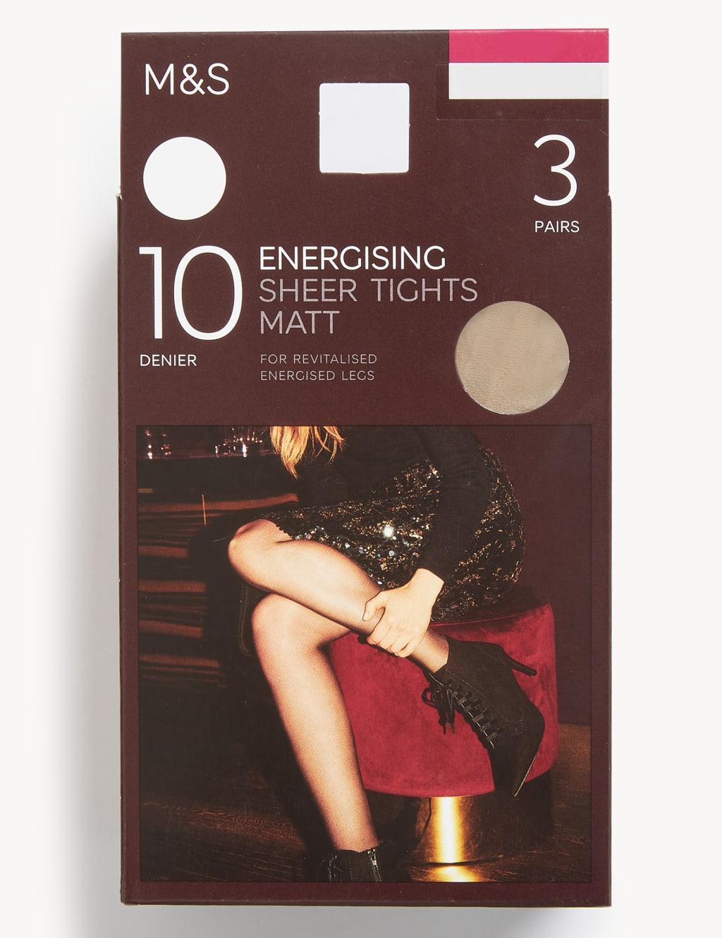 3pk 10 Denier Energising Sheer Tights image 2