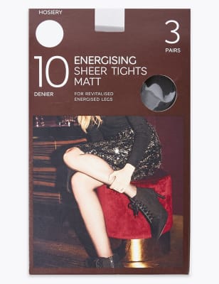 2 X PAIRS OF MARKS & SPENCER TIGHTS 10 DENIER NEARLY BLACK COFFEE