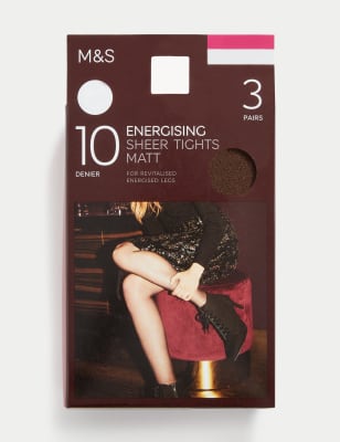 

Womens M&S Collection 3pk 10 Denier Energising Sheer Tights - Rich Quartz, Rich Quartz