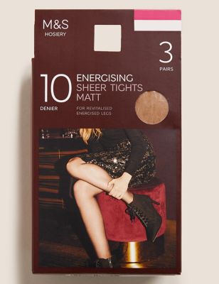 

Womens M&S Collection 3pk 10 Denier Energising Sheer Tights - Natural Tan, Natural Tan