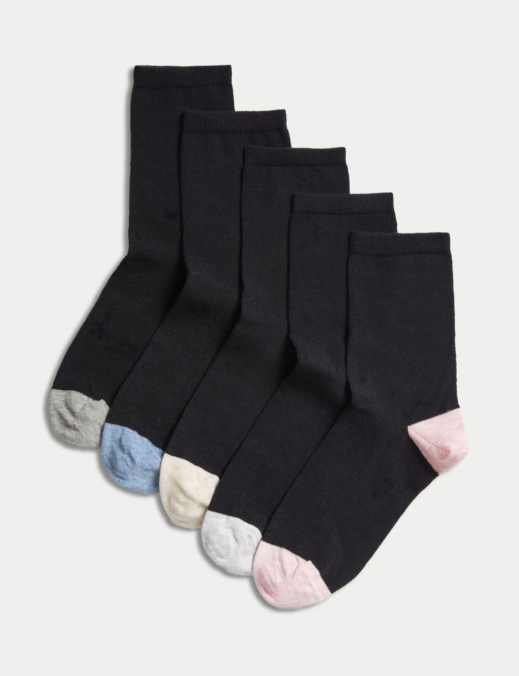 5pk Cotton Rich Seamless Toes Ankle High Socks image 1