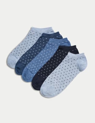 M&S Women's 5pk Sumptuously Soft Trainer Liners - 3-5 - Denim Mix, Denim Mix