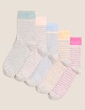 5pk Cotton Rich Striped Ankle High Socks