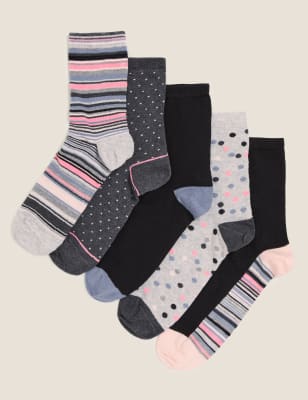 

Womens M&S Collection 5er-Pack knöchelhohe Socken mit hohem Baumwollanteil - Grey Mix, Grey Mix