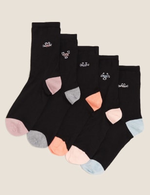 

Womens M&S Collection 5pk Sumptuously Soft™ Ankle High Socks - Black, Black