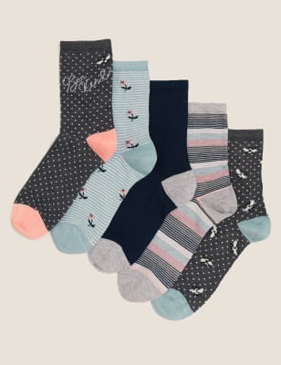 

M&S Collection Pack de 5 pares de calcetines tobilleros Sumptuously Soft™Womens - Grey Mix, Grey Mix