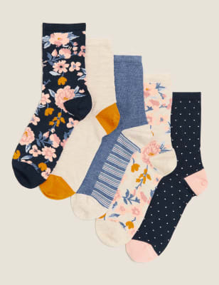 

Womens M&S Collection 5pk Sumptuously Soft™ Ankle High Socks - Navy Mix, Navy Mix