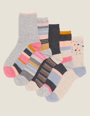 

Womens M&S Collection 5pk Sumptuously Soft™ Ankle High Socks - Grey Mix, Grey Mix