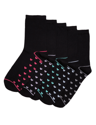 M&S Womens 5pk Cotton Rich Ankle High Socks - 6-8 - Black Mix, Black Mix