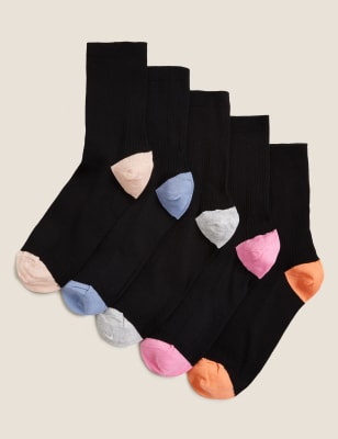 

Womens M&S Collection 5pk Cotton Rich Ankle High Socks - Black Mix, Black Mix