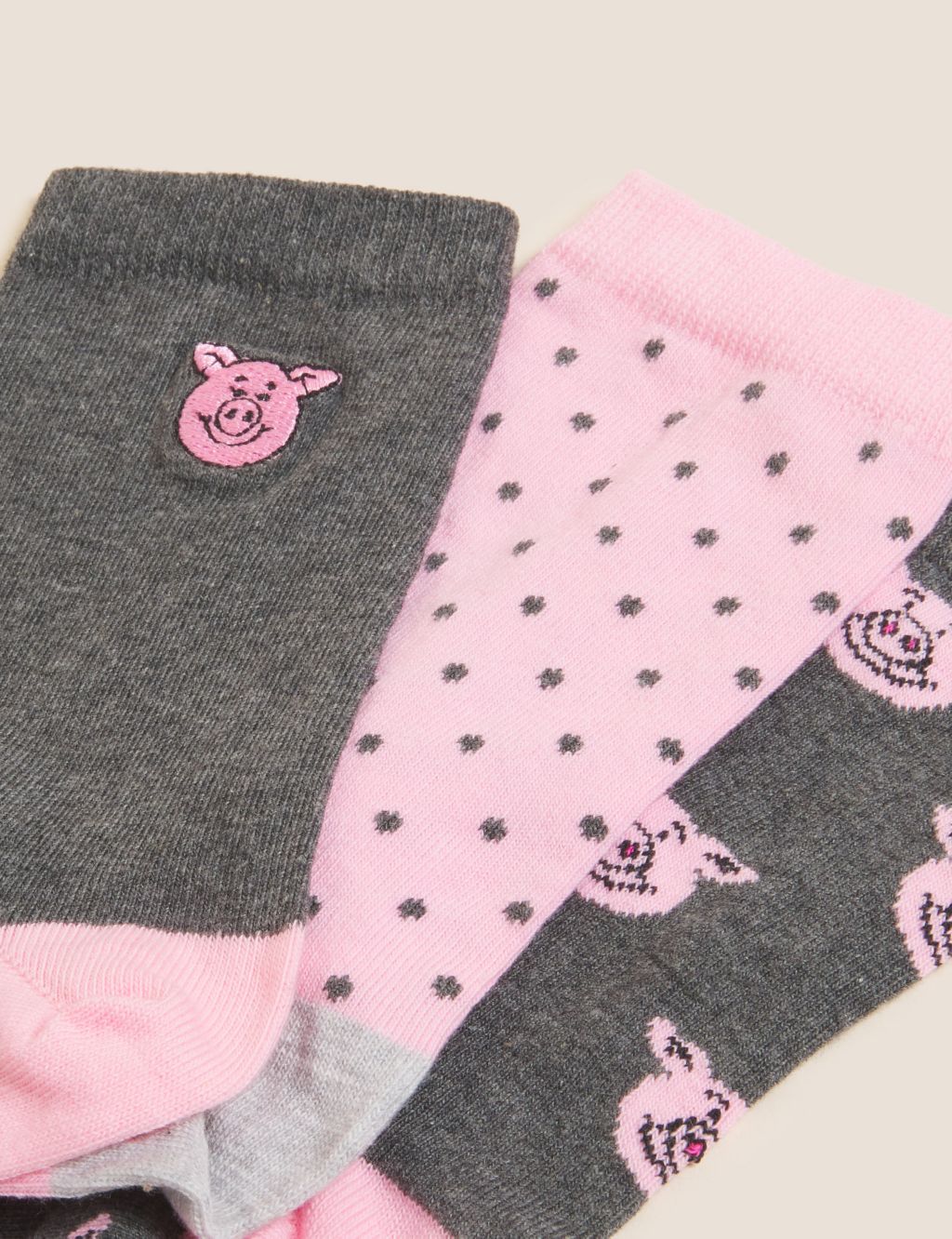 5pk Cotton Rich Percy Pig™ Ankle High Socks image 2