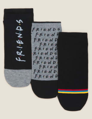 

Womens M&S Collection 3er-Pack Trainer Liners™ mit hohem Baumwollanteil und Friends™-Motiv - Grey Mix, Grey Mix