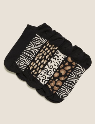 

M&S Collection Pack de 5 pares de calcetines Trainer Liners™ de algodón sin costurasWomens - Black Mix, Black Mix