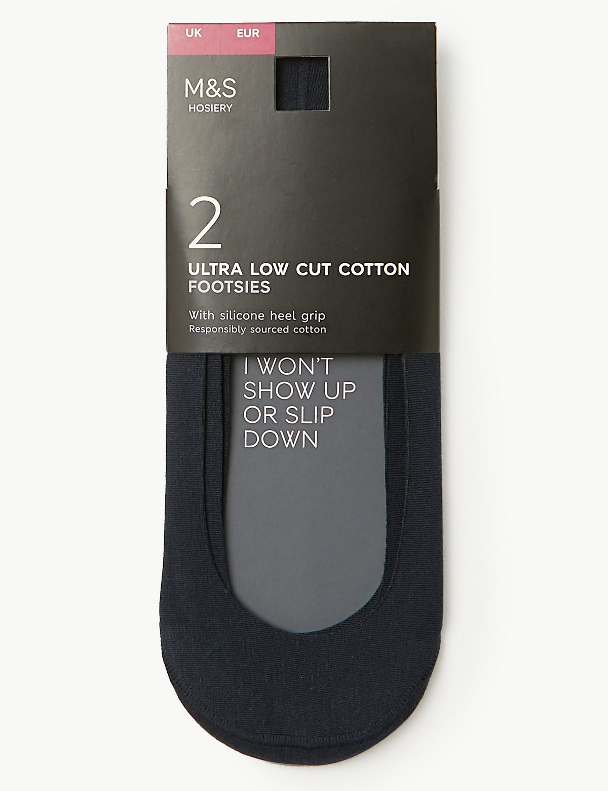 2pk Cotton Ultra Low Cut Footsies