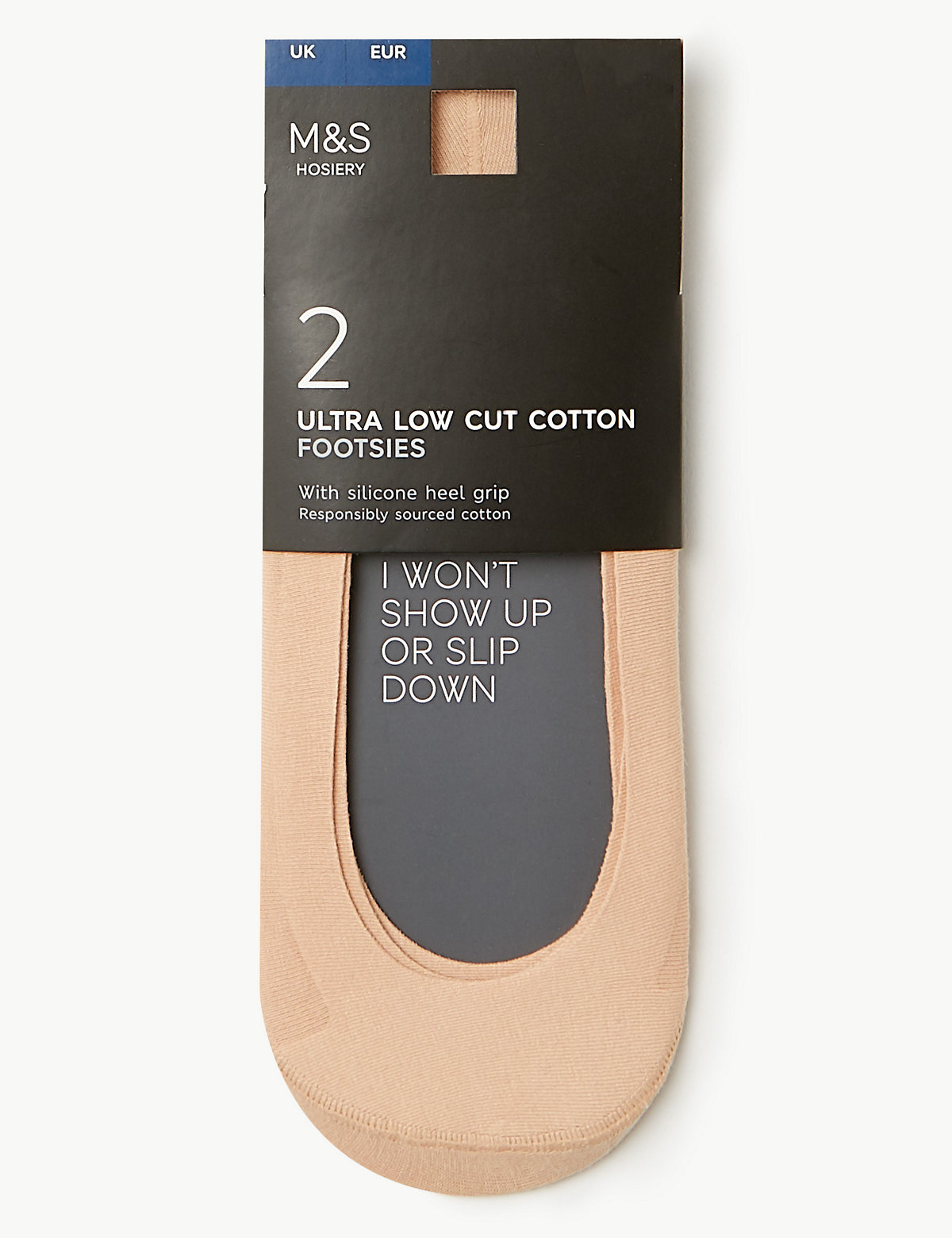 2pk Cotton Ultra Low Cut Footsies