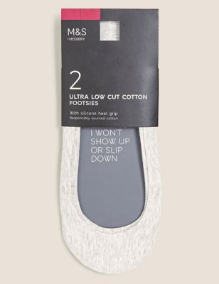 2pk Cotton Ultra Low Cut Footsies - CN