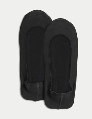 

Womens M&S Collection 2pk Cotton Ultra Low Cut Footsies - Black, Black