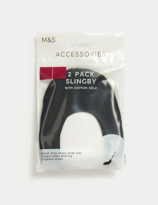 

Womens M&S Collection 2pk Cotton Blend Slingbies - Black, Black