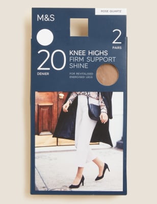 

Womens M&S Collection 2pk Firm Support Shine Knee Highs - Rose Quartz, Rose Quartz