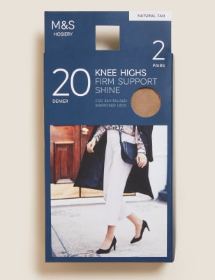 

Womens M&S Collection 2pk Firm Support Shine Knee Highs - Natural Tan, Natural Tan