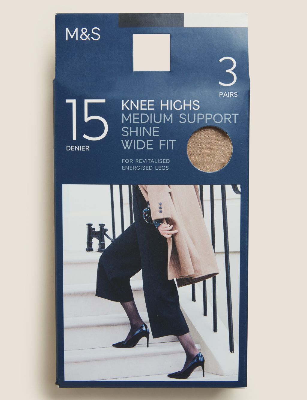 3pk Medium Support Knee High Tights image 2