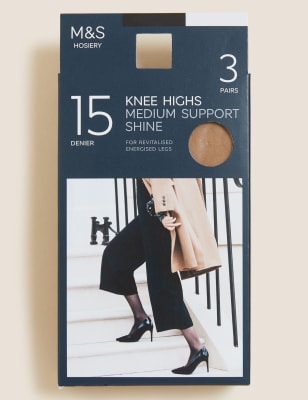 3pk Medium Support Knee High Tights - CZ