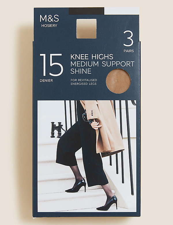 3pk Medium Support Knee High Tights - NZ