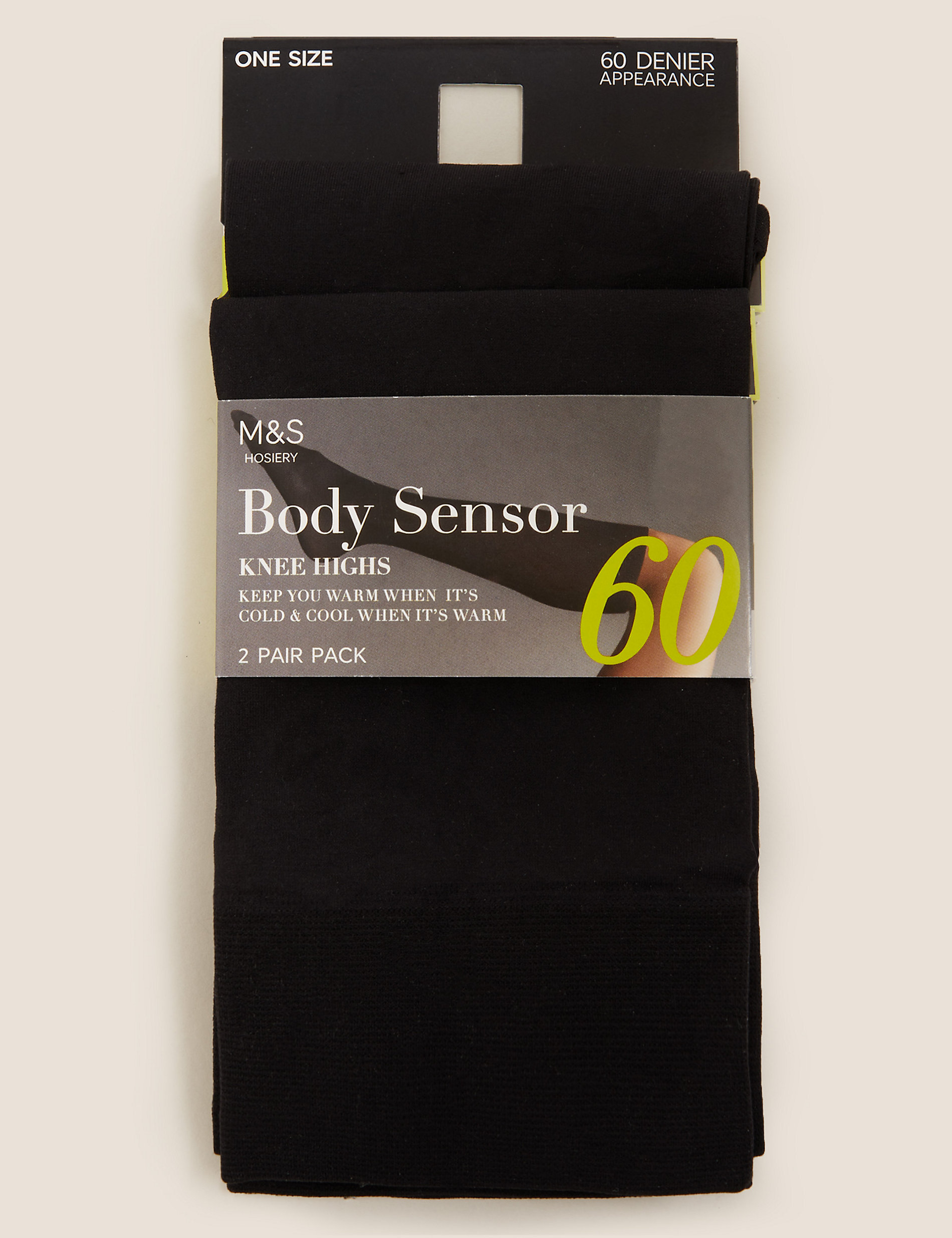 2 paar niet-doorschijnende Body Sensor™-pantykousen (60 denier)